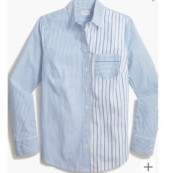 J Crew  Cotton  Blend Poplin Button Down Shirt Preppy Coastal Office - Picture 1 of 12